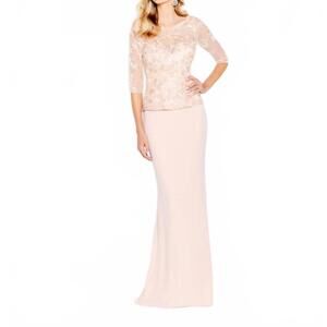 NEW CAMERON BLAKE lace bodice dress in blush/gold